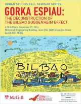 Poster for "Gorka Espiau: The Deconstruction of the Bilbao Guggenheim Effect"