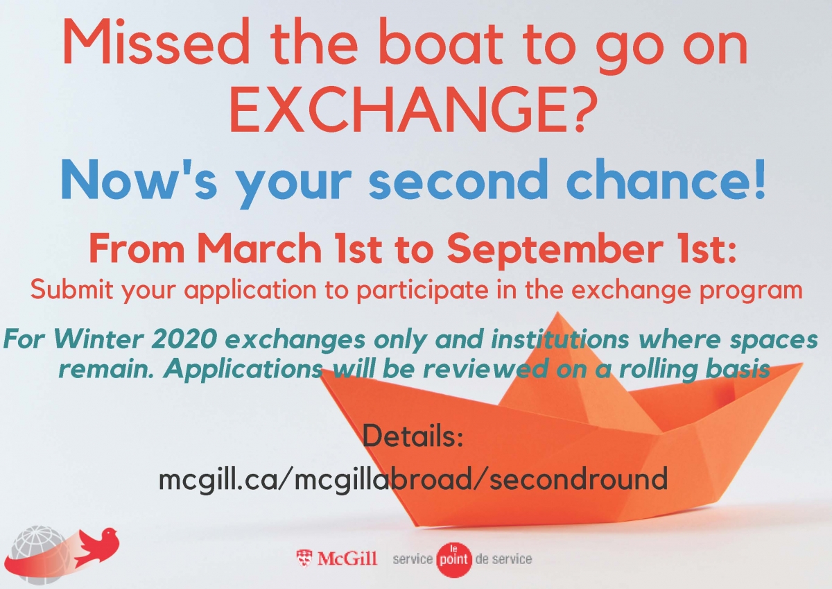 2nd Round Of Exchange Applications Channels Mcgill University