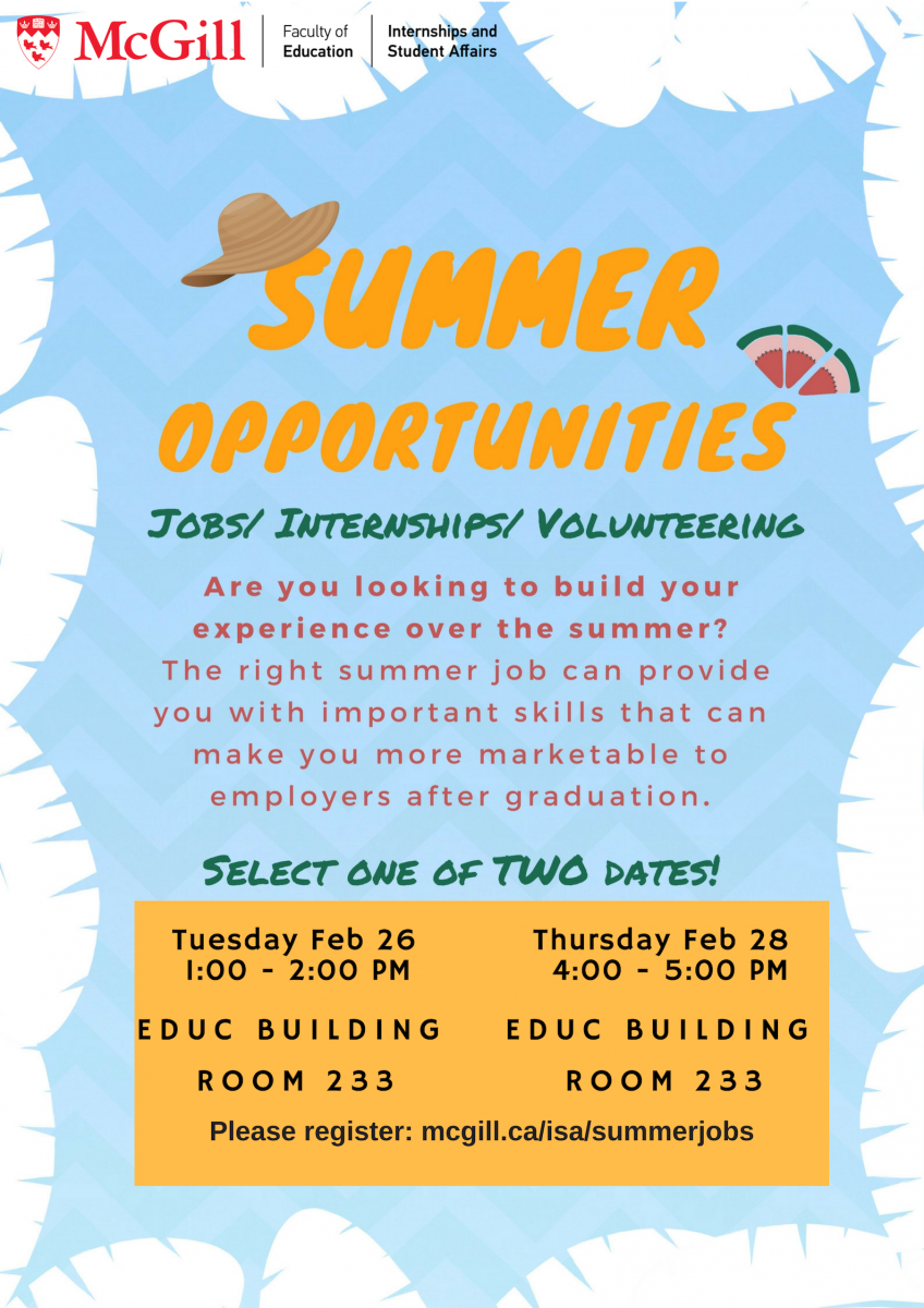 Summer Opportunities Jobs, Internships & Volunteering Channels