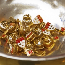 Bowl full of Scarlet Key pins