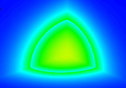 Cross-section of numerically simulated three-dimensional liquid 