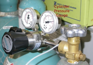 C: Check the gas cylinder pressure gauge.  A full cylinder has 
