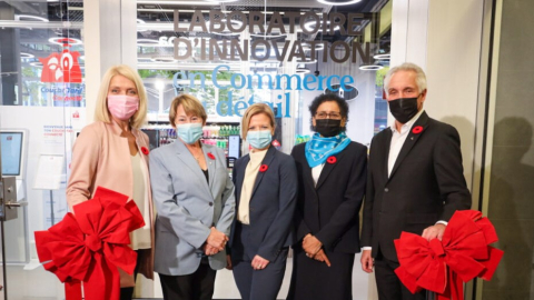 Five dignitaties at the official opening of the McGill Retail Innovation Lab