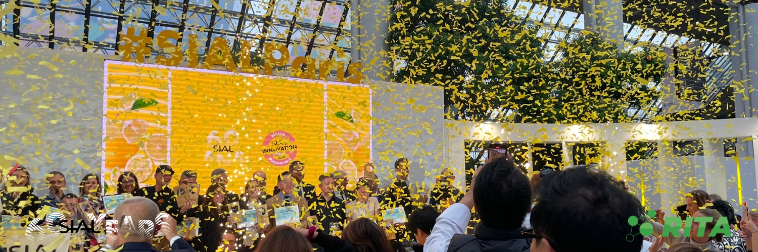 An awards ceremony in the SIAL Talks space with yellow confetti falling in the air.