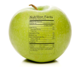 Une pomme avec des informations nutritionnelles