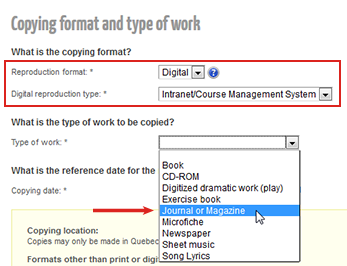 Copying format