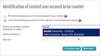 Identification of content user account to be created - McGill