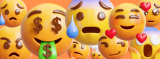 staggered emojis, happy emoji, sad emoji, shocked emoji, angry emoji