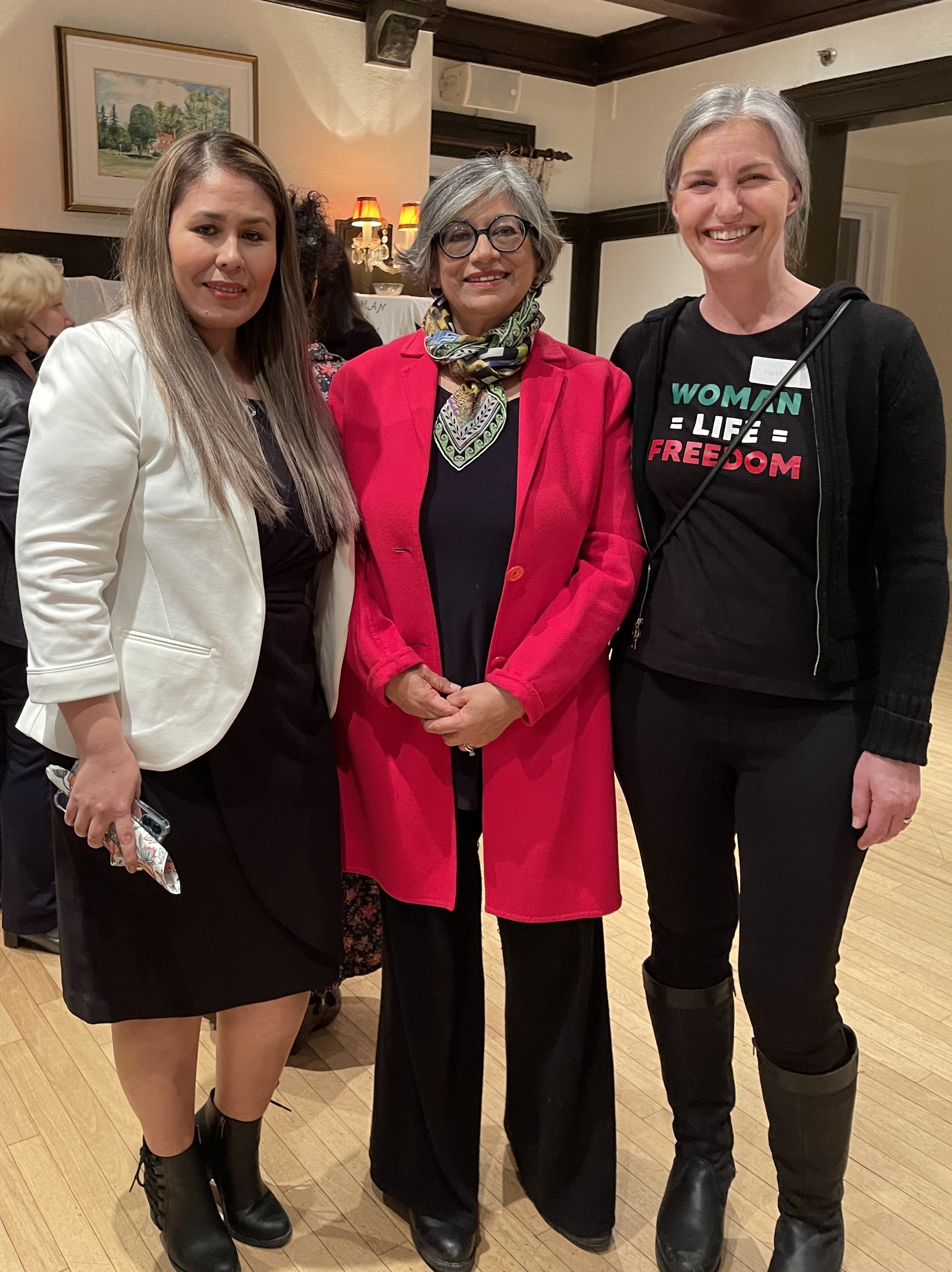 Pictured left to right are Professor Shariff, Ms Amiry, and the Mayor of Baie-D'Urfé, Heidi Ektvedt.