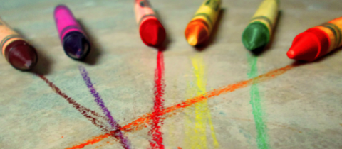 Crayons with lines drawn