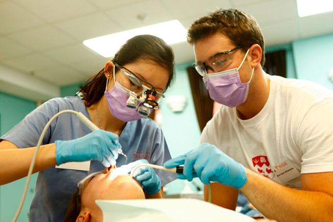 Students practicing at the Jim Lund Dental Clinic
