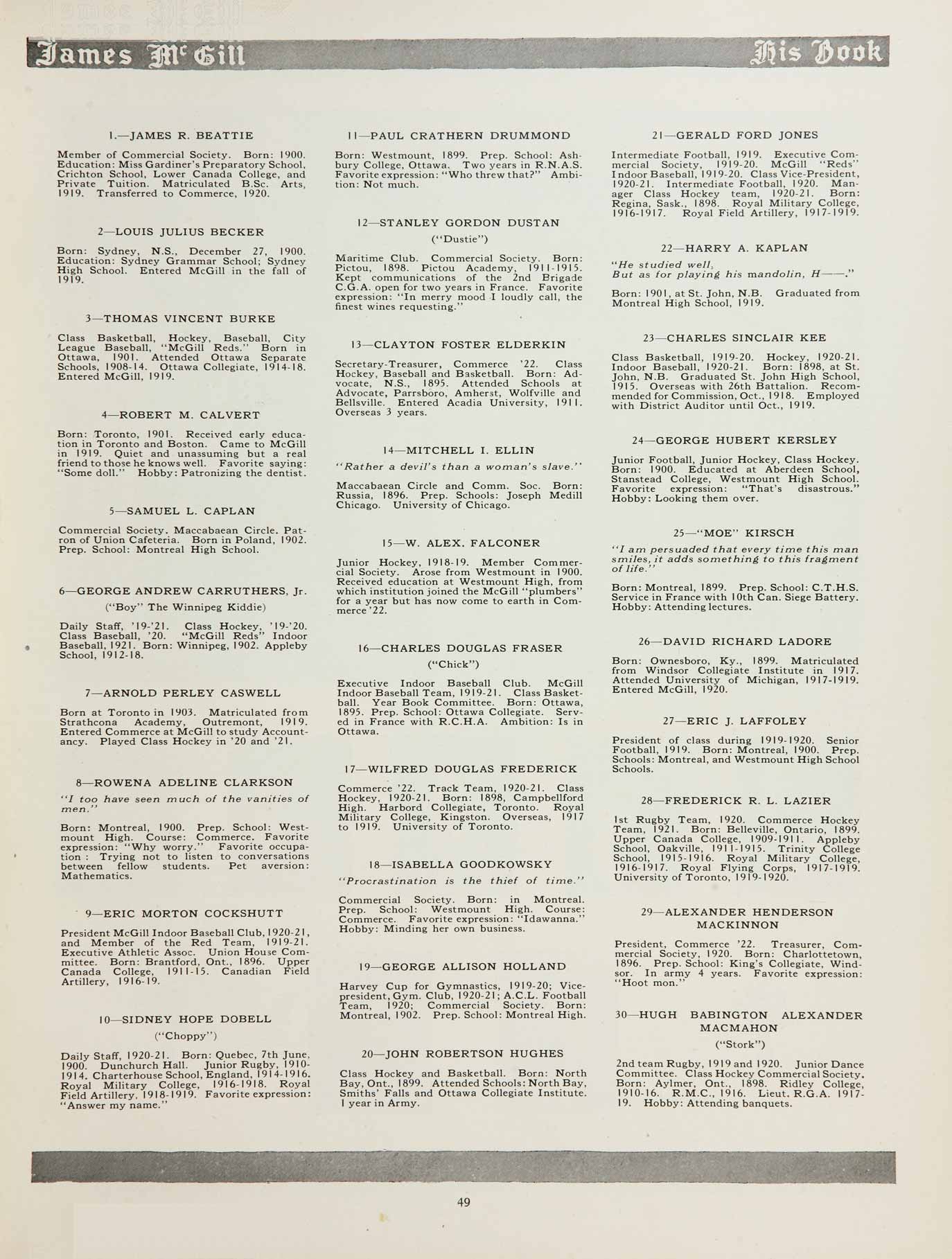 McGill Yearbook: 1922