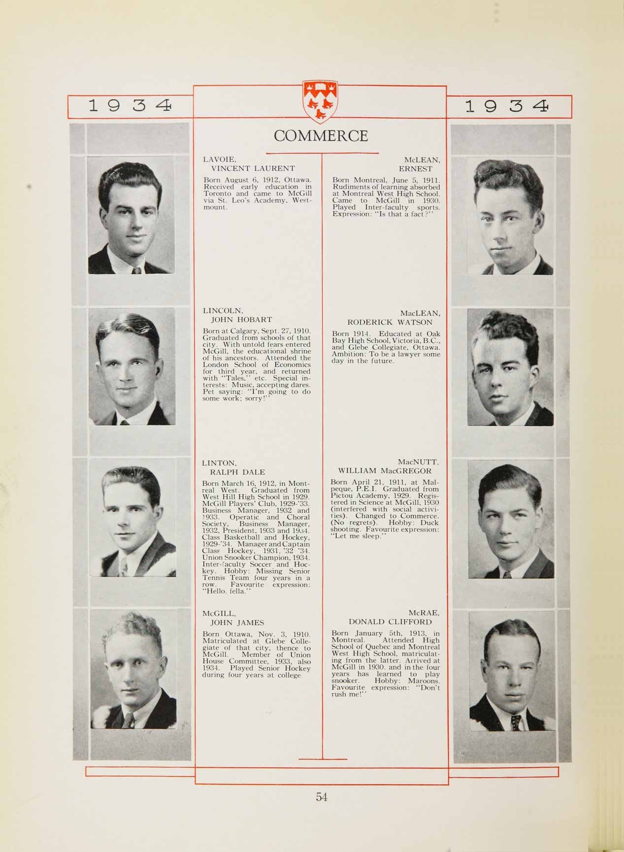 McGill Yearbook: 1934