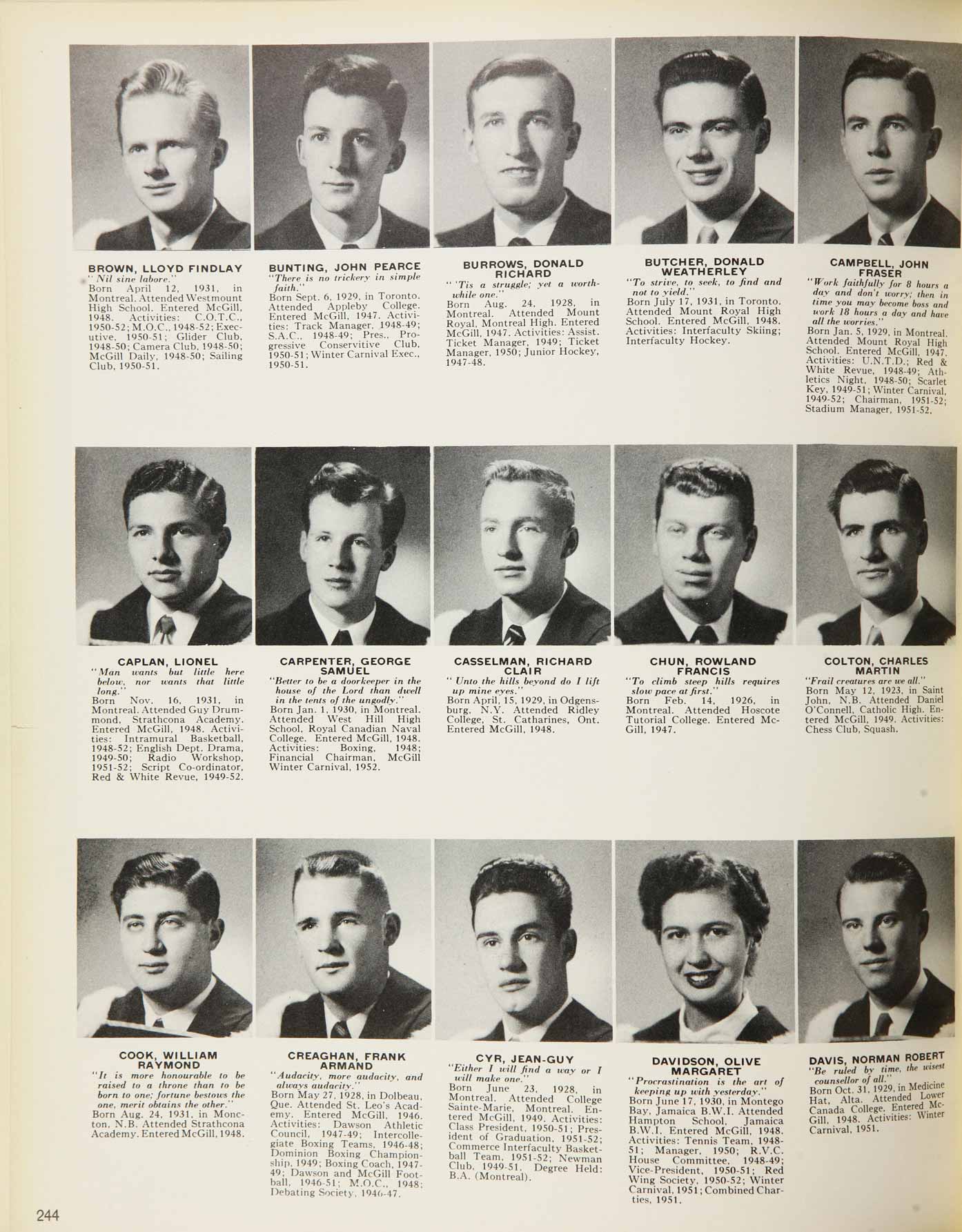 McGill Yearbook: 1952