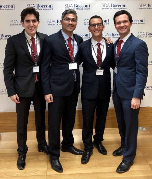 Jared and his team at the 2018 Bocconi Finance Case Competition (McGill received 2nd prize).