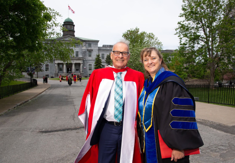Dean Isabelle Bajeux-Besnainou and Honorary Doctorate Alain Bouchard, Founder and Executive Chairman of Couche-Tard
