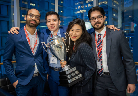 Desautels Cup 2020 winners Aamir Zargham (MMF’20), Alice Wang (MBA’21), Nep Vijayaraja (MBA’21), and Ziqi Huang (MBA’21)