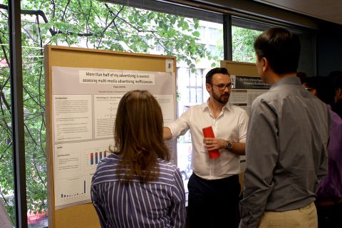 Filippo Dall'Olio (Desautels) presents his research on advertising budget misallocations to Desautels Professor Kunsoo Han and Dr. Ceren Kolsarici. Filippo Dall'Olio (Desautels) presents his research on advertising budget misallocations to Desautels Professor Kunsoo Han and Dr. Ceren Kolsarici.