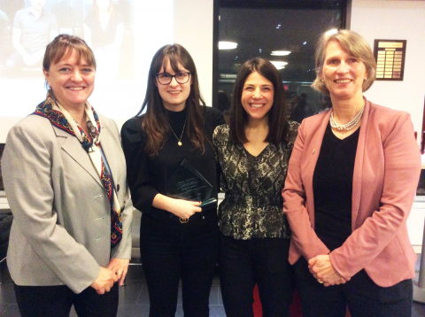 Dean Isabelle Bajeux-Besnainou, GCPA Teaching Award for Guest Lecturers recipient Melissa Marginson, Amanda Abrams, Faculty Lecturer, Accounting and First-Year Coordinator for the GCPA Program and Julia Scott, Director of GCPA Program and Senior Faculty Lecturer, Accounting
