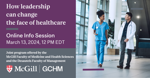 Online Info Session for the Graduate Certificate in Healthcare Management program on March 13, 2024 at 12pm EDT