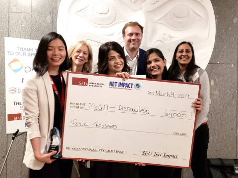 Team gREen, comprised of MBA students Heena Chhatlani, Mehreen Haider and Fang Yang earned a first-place finish in the Net Impact Sustainability Challenge
