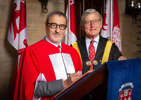 Honorary Doctorate Gerald Sheff and McGill Chancellor Michael Meighen.
