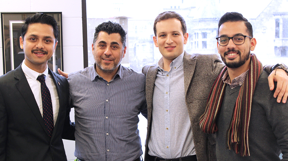 Photo from 2017 (left to right): Amit Kumar, MBA’18 (recipient of the Explorance MBA Leadership Award); Samer Saab, BEng’93, MBA’96; Kirill Gusev, MBA’19 (recipient of the Samer Bekai-Saab MBA Entrance Fellowship); Taha Ataullah, MBA’18 (recipient of the Samer Bekai-Saab MBA Entrance Fellowship)