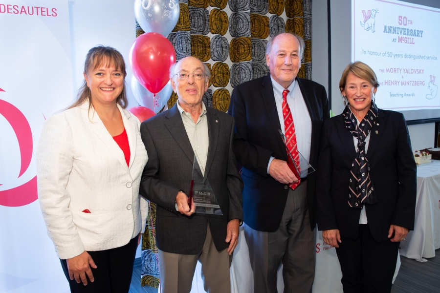 Dean Isabelle Bajeux-Besnainou, Professor Henry Mintzberg, Professor Morty Yalovsky, and Principal Suzanne Fortier. 