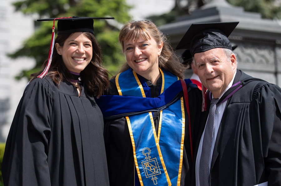 Dean Isabelle Bajeux-Besnainou with Teaching Award Winners, Professor Amanda Abrams (left) and Professor Elliott Lifson (right) 