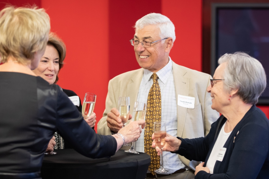 Alumni from the past 50 years gather for champagne reception, including Claude Bismuth (BCom&#039;69) and Shirley Nadell (BCom&#039;59)