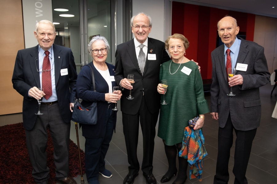 Stanley Diamond (BCom&#039;54), Shirley Nadell (BCom&#039;59), Joseph Mendel (BCom&#039;54), Miriam Levinson (BCom&#039;49) and Robert Bassett (BCom&#039;49) 