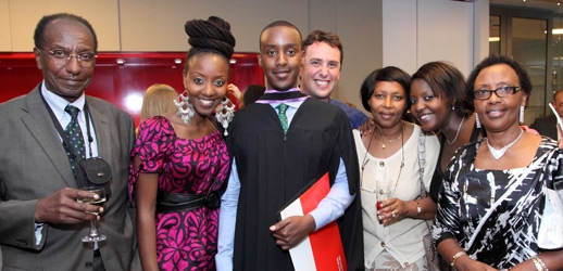 Roger Rushemeza (MBA’12) (3rd from left) and family at the Masters Programs Convocation Reception (Photo: Owen Egan) 