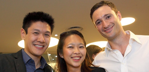 Hurbert Leung (MBA’10), Jun Yeo (MBA’12), and Hernan Ciechanowiecki (MBA’12) (Photo: Owen Egan) 