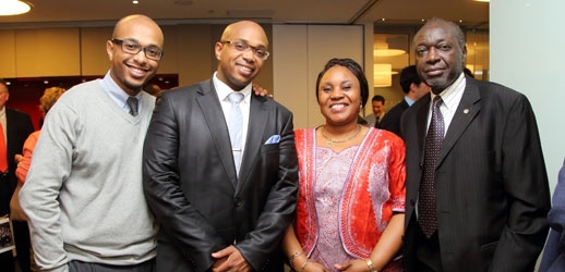 Alain Kassangana (MBA&#039;13) (second from left) and family (Photo: Owen Egan)