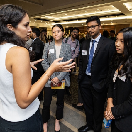 McGill students and industry representative at career fair