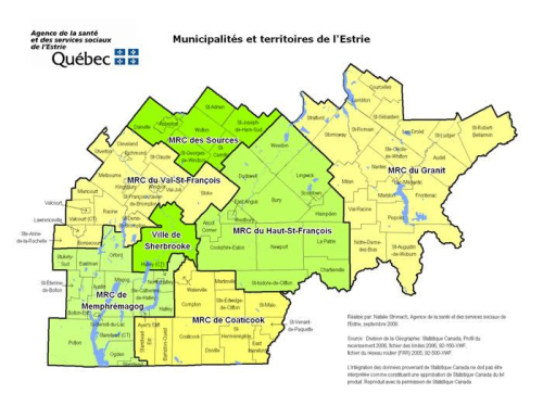 Municipalités et territoires de l&#039;Estrie