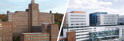 Split screen image of the MGH and MUHC