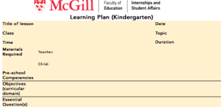 Learning Plan Templates Integrated Studies In Education Mcgill University