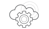 A cloud with a cogged wheel in front