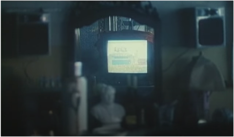TV in a mirror movie scene 