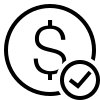 dollar sign and check mark