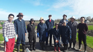 Ecological Engineering team in May 2019, outside at the Emile A. Lods Agronomy Research Centre