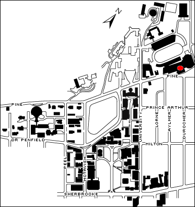Map showing the location of the offices of the department of kinesiology and physical education
