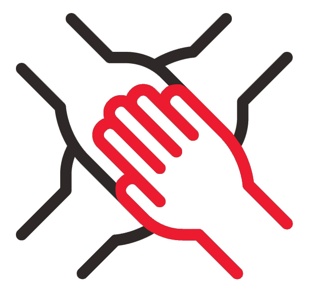 Partners and locations button; icon of joined hands