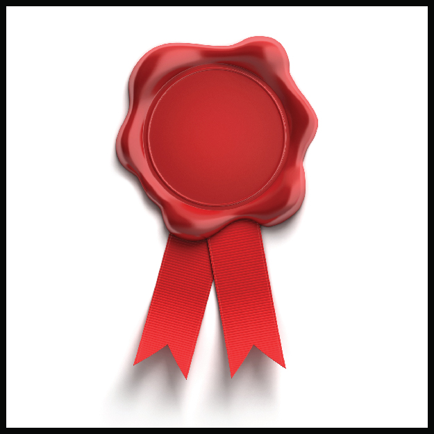 Image of a red wax seal with ribbon, symbolizing an award certificate.