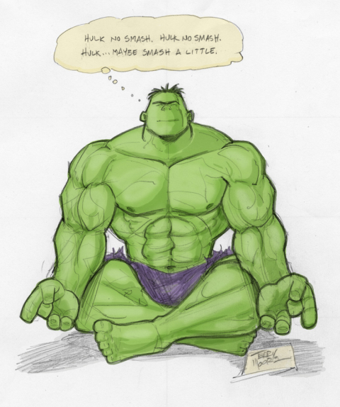 Hulk meditating
