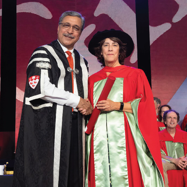 McGill President Deep Saini at Convocation with Professor Nancy Heath