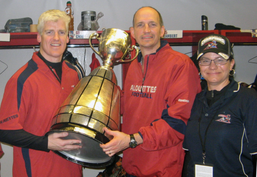 Dr. Delaney, Dr. Lacroix and Dr. Baylis with the Grey Cup