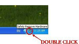 Safely remove hardware startup icon