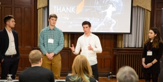 TechIdea pitch competition third place team (two teams tied for third place) presenting during 2019 John D. Thompson Entrepreneurial Development Seminar.